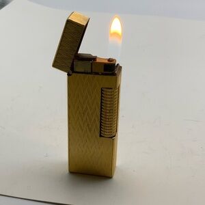 Vintage Dunhill Gold Rollagas Lighter-Chevron Design-Excellent Working Condition